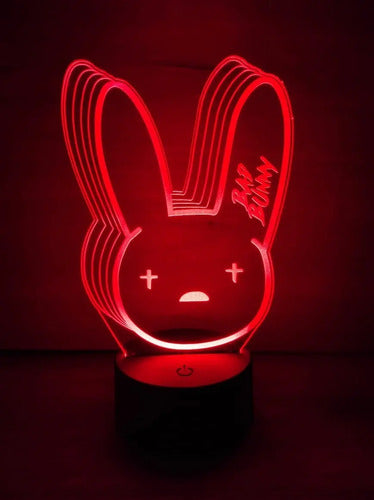 Bad Bunny Emblema Lampara Led 3d Decoración Luz Iluminacion