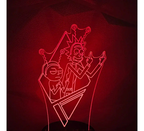 Rick Y Morty Saludo Marciano Lámpara Led Fanart Decorativo Negro