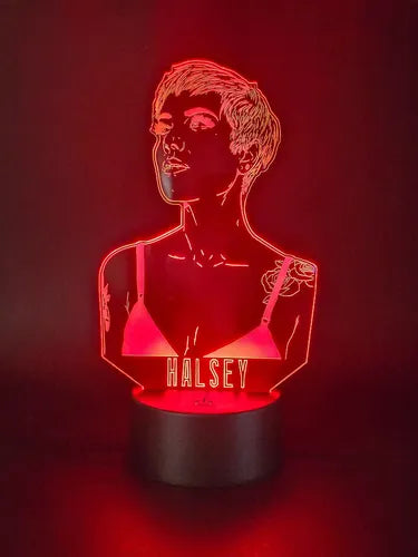 Halsey Lámpara Led Ilusión 3d Fanart Cantante Negro