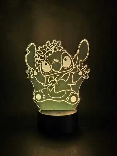 Lampara Led 3d Stitch De Lilo Y Stitch Decoración Luz