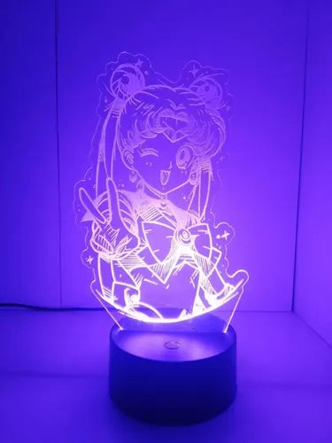 Sailor Moon Serena Lampara Led Ilusión 3d Figura Decoración