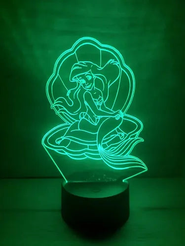 Lámpara Led La Sirenita Princesa Fan Art Decorativa