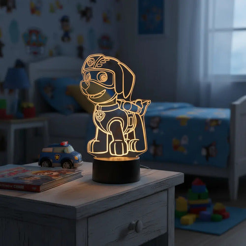 Lámpara Zuma Paw Patrol Led Ilusión Decoración Fan Art