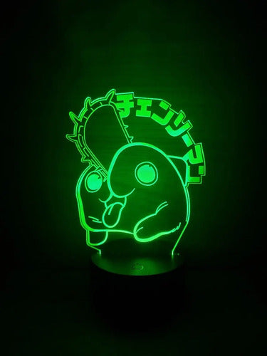 Pochita Chainsaw Man Motosierra Lampara Led Ilusion 3d Anime Negro