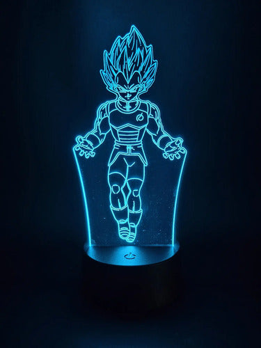 Vegeta Super Dragon Ball Super Lámpara Led Fanart Decorativo Negro