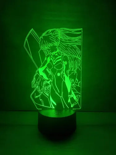 Evangelion Asuka Langley Lampara Led Ilusion 3d Anime Manga Negro