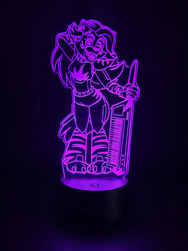 Roxy Five Nights At Freddy's Lámpara Led 3d Fnaf Led Negro Base Verde (iluminación)