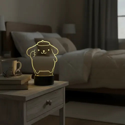 Pompompurin Lámpara Led Kawaii Fanart Serie Hello Kitty