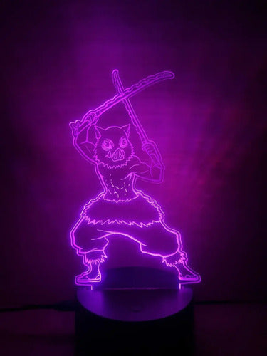 Inosuke Hashibira Lámpara Led Ilusión 3d Demon Slayer Kny Negro