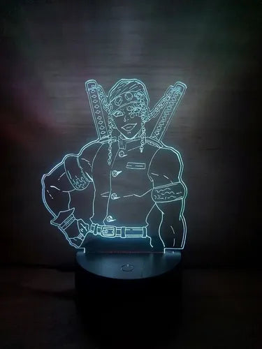 Uzui Tengen Lámpara Led Ilusión 3d Luz Demon Slayer Kny Negro