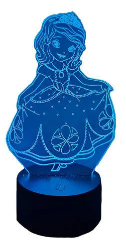 Princesa Sofia Lámpara Led Fanart Infantil Decorativo Negro