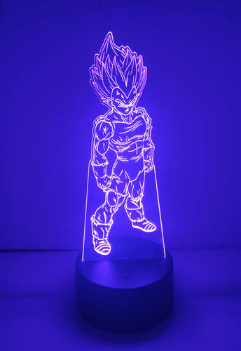 Lámpara Led Vegeta Saiyajin Dragon Ball Z Fan Art Decorativa Negro Azul