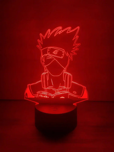 Kakashi Lampara Led Ilusión 3d Naruto Decoración Anime Manga Blanco Azul