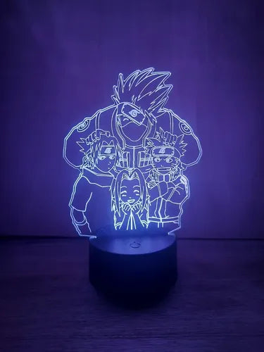Equipo 7 Lampara Led Ilusión Naruto Decoración Anime Manga