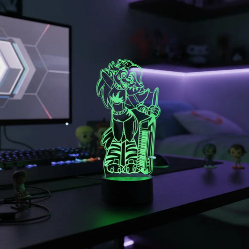 Roxy Five Nights At Freddy's Lámpara Led 3d Fnaf Led Negro Base Verde (iluminación)