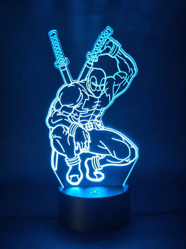 Deadpool Lampara Led Ilusion 3d Marvel Comic Avengers Fanart Negra