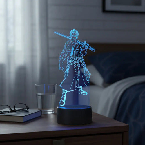 Lampara Led Ilusion 3d Roronoa Zoro One Piece Decoración
