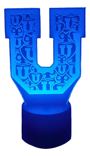 Lámpara Led 3d Equipo Fútbol U De Chile Logo Decoración Forma U