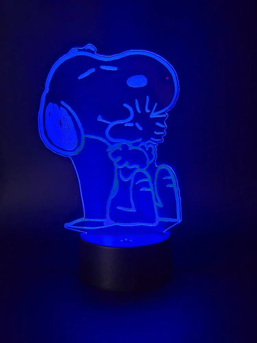 Lampara Led Ilusion 3d Snoopy Y Woodstock Decoracion