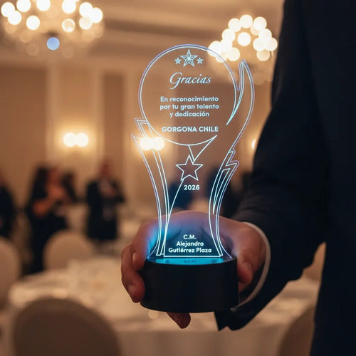 Lampara Led Galvano Reconocimiento Trofeo Personalizado