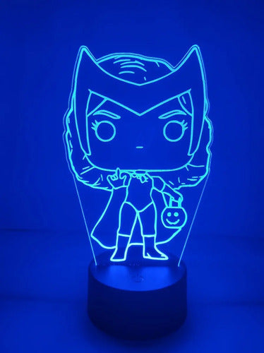 Wanda Bruja Marvel Funko Lampara Led Ilusion 3d Fanart Negra
