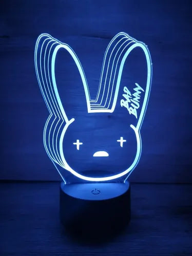Bad Bunny Emblema Lampara Led 3d Decoración Luz Iluminacion