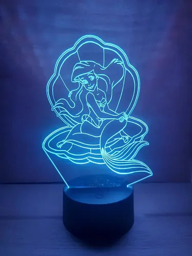 Lámpara Led La Sirenita Princesa Fan Art Decorativa