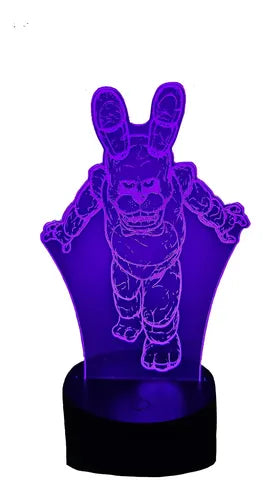 Bonnie Five Nights At Freddy's Lámpara Led 3d Fnaf Led Negro Morado