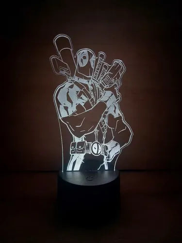 Deadpool Lampara Led Ilusion 3d Marvel Avengers Comic Fanart Negra