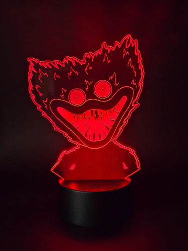 Poppy Playtime Huggy Wuggy Lampara Led Ilusión 3d Decoración Negra