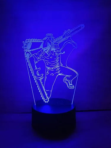 Chainsaw Man Denji Motosierra Lampara Led Ilusion 3d Anime Negro