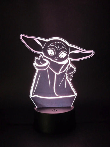 Din Grogu Baby Yoda Star Wars Lámpara Led Fanart Decoracion Negro Transparente
