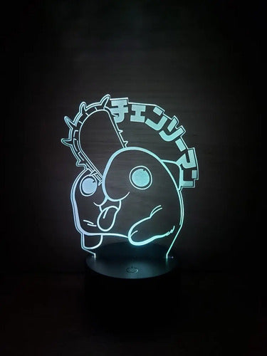 Pochita Chainsaw Man Motosierra Lampara Led Ilusion 3d Anime Negro