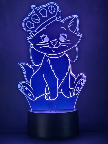 Lámpara Led Marie Los Aristogatos Fan Art Decoración Gato Negro