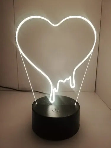 Corazon Derretido Lampara Led Día De Los Enamorados Negro