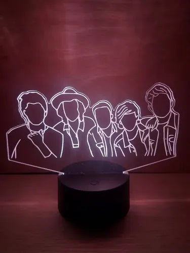 One Direction Lámpara Led Luz Ilusión 3d Decoración Pop  Negro