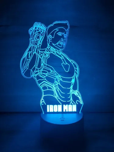 Lampara Led Ilusión 3d Iron Man Tony Stark Decoración
