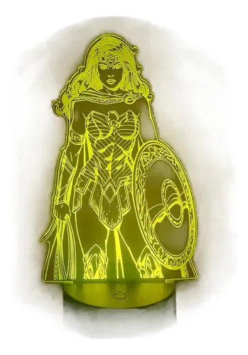 Mujer Maravilla Comic Dc Lampara Led Ilusion 3d Fanart