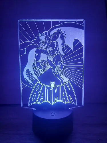 Batman Retro Comic Lampara Led 3d Decoracion Super Heroe Dc