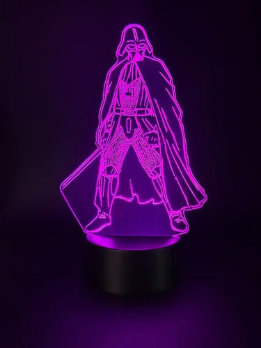 Lámpara Led Darth Vader Star Wars Luz Ilusión 3d Decoración Negro Verde