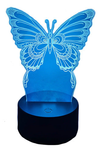 Mariposa Lámpara Led Ilusión 3d Decoración  Negro Otro