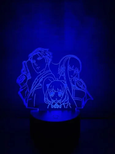 Spy X Family Lampara Led 3d Anime Loid Anya Yor Forger Negro