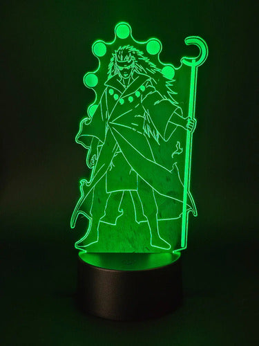 Madara Uchiha Sennin Lampara Led Ilusión 3d Naruto Anime Base Negra