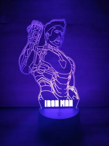 Lampara Led Ilusión 3d Iron Man Tony Stark Decoración