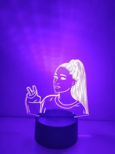 Ariana Grande Lampara Led Ilusión 3d Cantante Decoración Negra