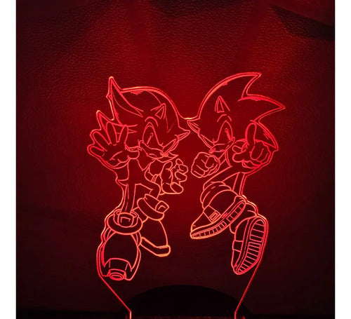 Sonic Y Shadow Lámpara Led Fanart Decorativo Infantil Negro