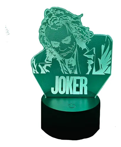 Lámpara Joker De Heath Ledger Fan Art Led Negro Verde