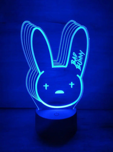 Bad Bunny Emblema Lampara Led 3d Decoración Luz Iluminacion