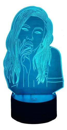 Christina Aguilera Lámpara Led Ilusión 3d Fanart Negro