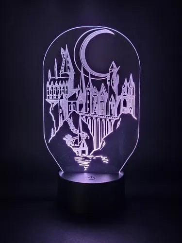 Castillo Hogwarts Harry Potter Lampara Led Ilusion 3d Negro